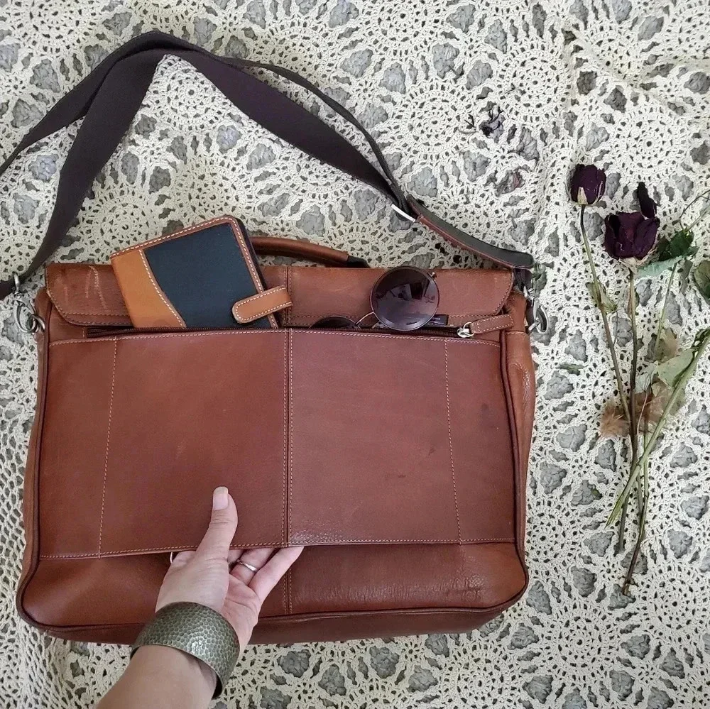 Buxtor British Tan Leather Key Lock Messenger Laptop Bicycle Mens Womens Bag